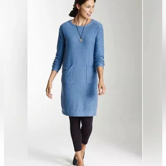 J Jill Pure Jill Cotton Cashmere Blend Knit Pullover Sweater Dress Pale Blue XS - Picture 9 of 9
